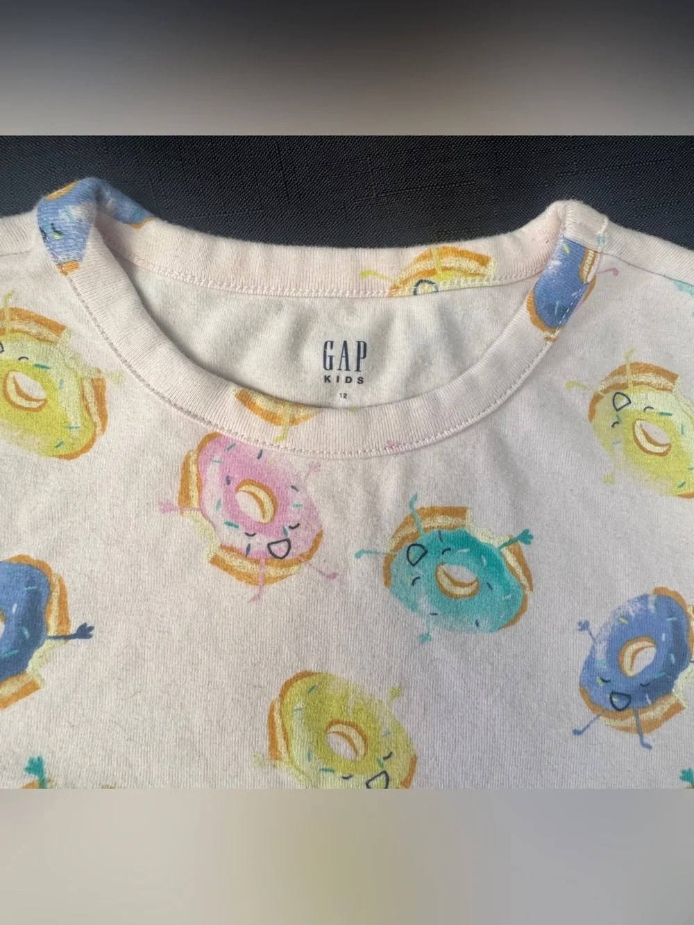 GAP Pink Kids Sleep Pajama Set with Multicolor Donut Print size 12